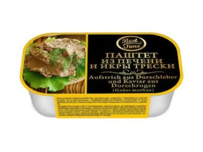Konzervy Paštéta z Pečene a Ikry Tresky 120 g/ Консервы Паштет из Печени и Икры Трески 120г