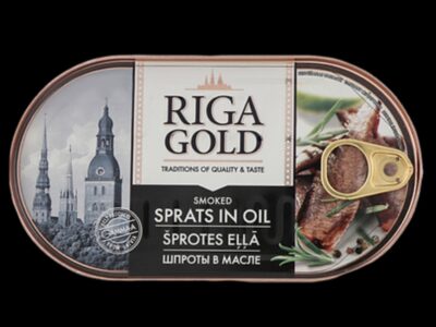 Konzervy Šproty "Riga Gold" 190g/ Консервы Шпроты "Riga Gold" 190г